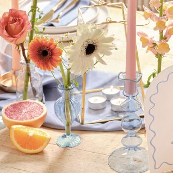 Set Of Three Blue Delicate Bud Vases, 3 of 3