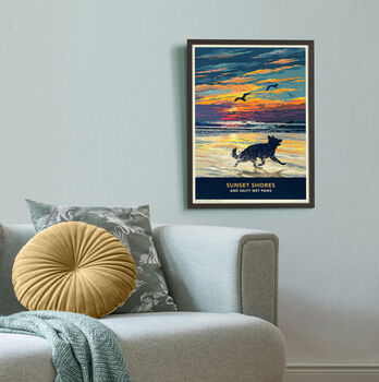 German Shepherd Limited Edition Beach Sunset Gift Print, 9 of 9