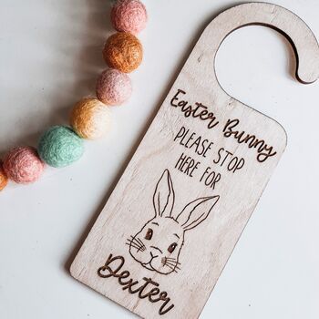 Personalised Easter Bunny 'Please stop here' Door Sign, 2 of 2