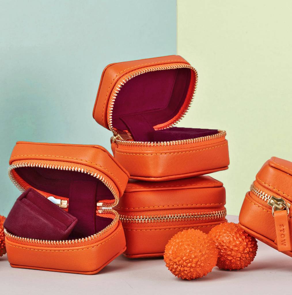 personalised leather ring box and removable cushion by stow