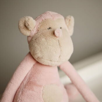 Cheeky Monkey In Pink Plush Toy For Baby And Toddler, 5 of 11