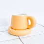 Cushion Club Ceramic Mug And Saucer Set Apricot, thumbnail 1 of 6