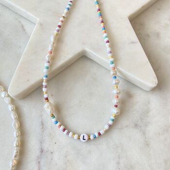 Personalised Beaded Necklace With Pearls, 3 of 7