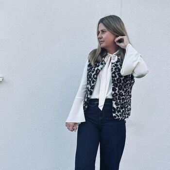 Wool Merino Short Gilet In Leopard Print, 2 of 12