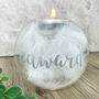 Personalised 'Feathers Appear' Feather Filled Glass Memorial Tea Light Holder, thumbnail 2 of 6