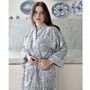 Block Printed Blue Cornflower Cotton Dressing Gown, thumbnail 1 of 4