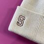 Embroidered College Initial Deep Cuff Beanie Hat, thumbnail 4 of 5