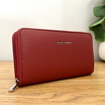 Faux Leather Textured Purse In Rust Red, 2 of 3