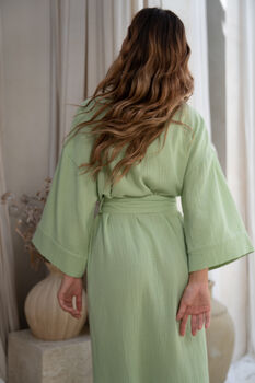 Sage Green Muslin 100% Cotton Robe, 8 of 8