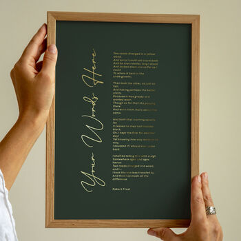 Favourite Poem, Song, Vows, Custom Metallic Gold Print, 7 of 9
