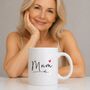 Elegant Script Mum Mug With Red Heart, thumbnail 2 of 4