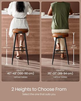 Set Of Two Bar Stools Synthetic Leather With Stitching, 7 of 12