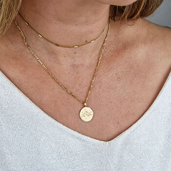 18ct Gold Plated Zodiac Sign Coin Necklace, 2 of 7