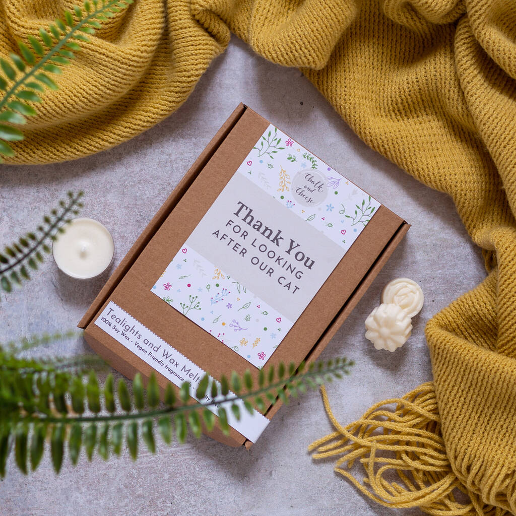 Thanks Looking After Cat Tealight Melt Letterbox Gift By Chalk and