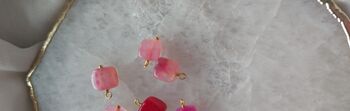 Small Square Pink Stone Hoop Earrings, 4 of 5