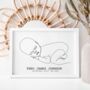 Newborn Baby One Line Personalised Print, thumbnail 2 of 2