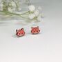 Wooden Red Panda Stud Earrings, thumbnail 3 of 4