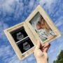 Personalised Wood Double New Baby Photo Frame, thumbnail 1 of 2