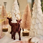 Pair Of Flocked Christmas Reindeer With Golden Antlers, thumbnail 8 of 8