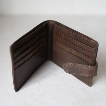 Engraved Vintage Leather Personalised Bifold Wallet, 5 of 5