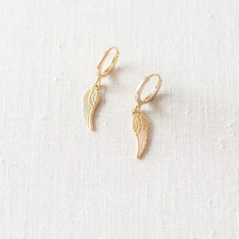 Gold Plated Wing Huggie Earrings, 7 of 11