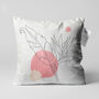 Cushion Cover With Abstract Pink And Black Leaf Design, thumbnail 1 of 7