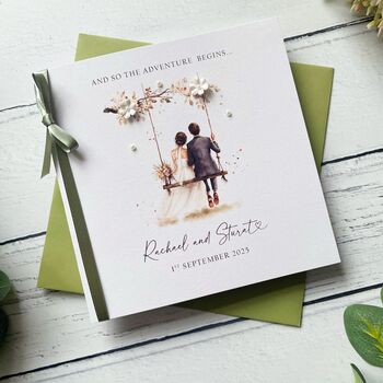 Handmade Wedding Day Card, Romanic Bride And Groom Design, 5 of 6