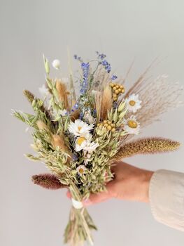 Dried Flower Bouquet With Oats, Grasses And Paper Daisies, 3 of 5