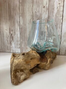 Molten Glass Driftwood Wood Fruit Nuts Bowl Pot Pourri Gift 10cm, 5 of 5