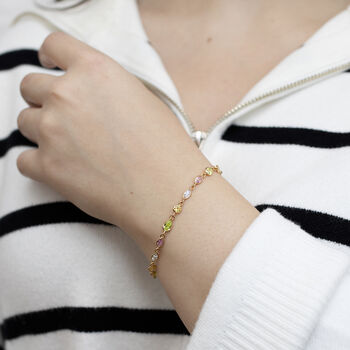 Personalised Multicoloured Pastel Gemstone 18ct Gold Bracelet, 2 of 6