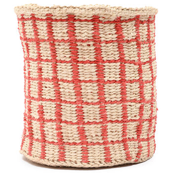 Sahihi: Red Check Woven Storage Basket, 6 of 7
