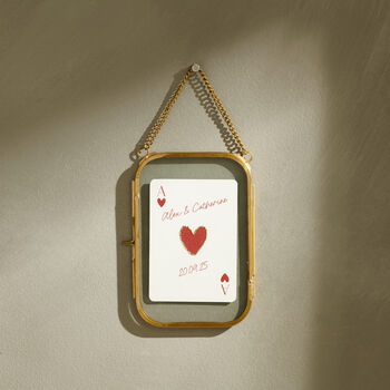 Personalised Hand Stitched Ace Of Hearts Playing Card Framed Print, 3 of 5