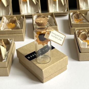 Personalised Handmade Tiny Sunflowers In Bottles Favours For Weddings Or Parties, 7 of 11