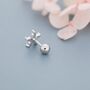 Tourmaline Pink Cz Flower Barbell Earrings, thumbnail 5 of 9