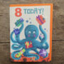Cute Octoupus 8th Birthday Card, thumbnail 2 of 3