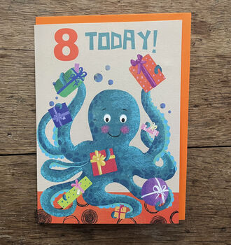 Cute Octoupus 8th Birthday Card, 2 of 3