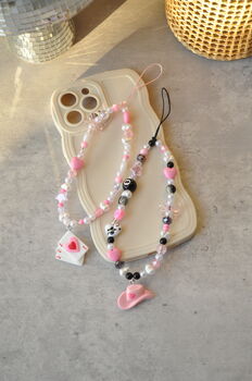 Pink Cowboy Themed Personalised Beaded Phone Charm, 4 of 5