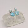 Larimar Blue Topaz Silver Stud Earrings, thumbnail 1 of 10