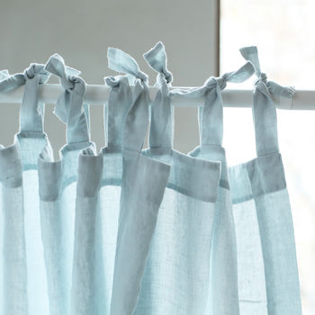Linen Stone Washed Curtains With Ties, 8 of 10