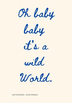A4 Song Lyrics Print, Cat Stevens, Oh Baby Baby It's A Wild World, 5 of 5