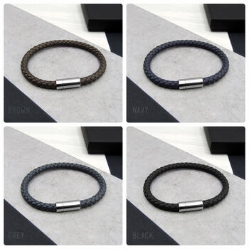 Men's Personalised Roman Numeral Year Leather Bracelet, 4 of 5