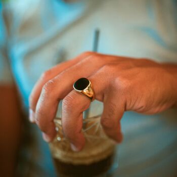 Black And Gold Stainless Steel Signet Ring, 5 of 11