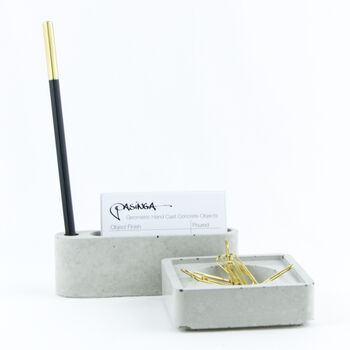 Concrete Desk Organiser Set, Card Pen And Pin Tidy, 3 of 6