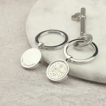 Personalised 70th Birthday Sixpence Coin Keyring, 4 of 7