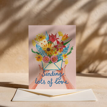 Sending Lots Of Love Floral Envelope Card, 3 of 5