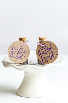 Cute Wedding Favour Tea In Glass Bottle With Cork, 10 of 12
