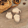 Set Of Three Beige Acorn Shaped Autumn Candles, thumbnail 2 of 10