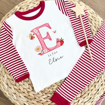 Girls Personalised Red Strawberry Pyjamas, 7 of 8