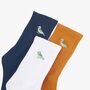 Men's Blue Tit Embroidered Cotton Socks Three Pack, thumbnail 1 of 5