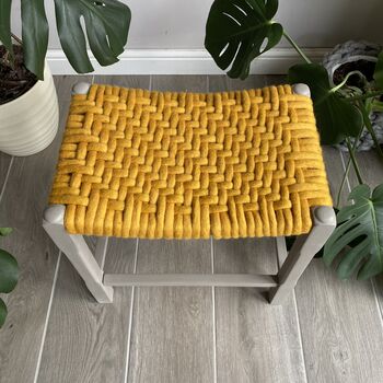 Upcycled 70's Woven Stools With Felted Merino Wool, 10 of 12
